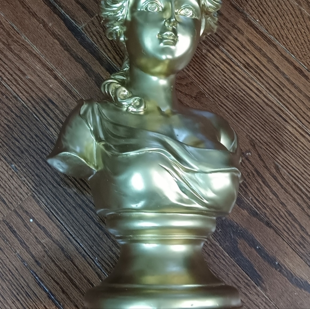 Venus Style  Gold Color Plaster Bust Statue Gild Rome - Picture 3 of 12
